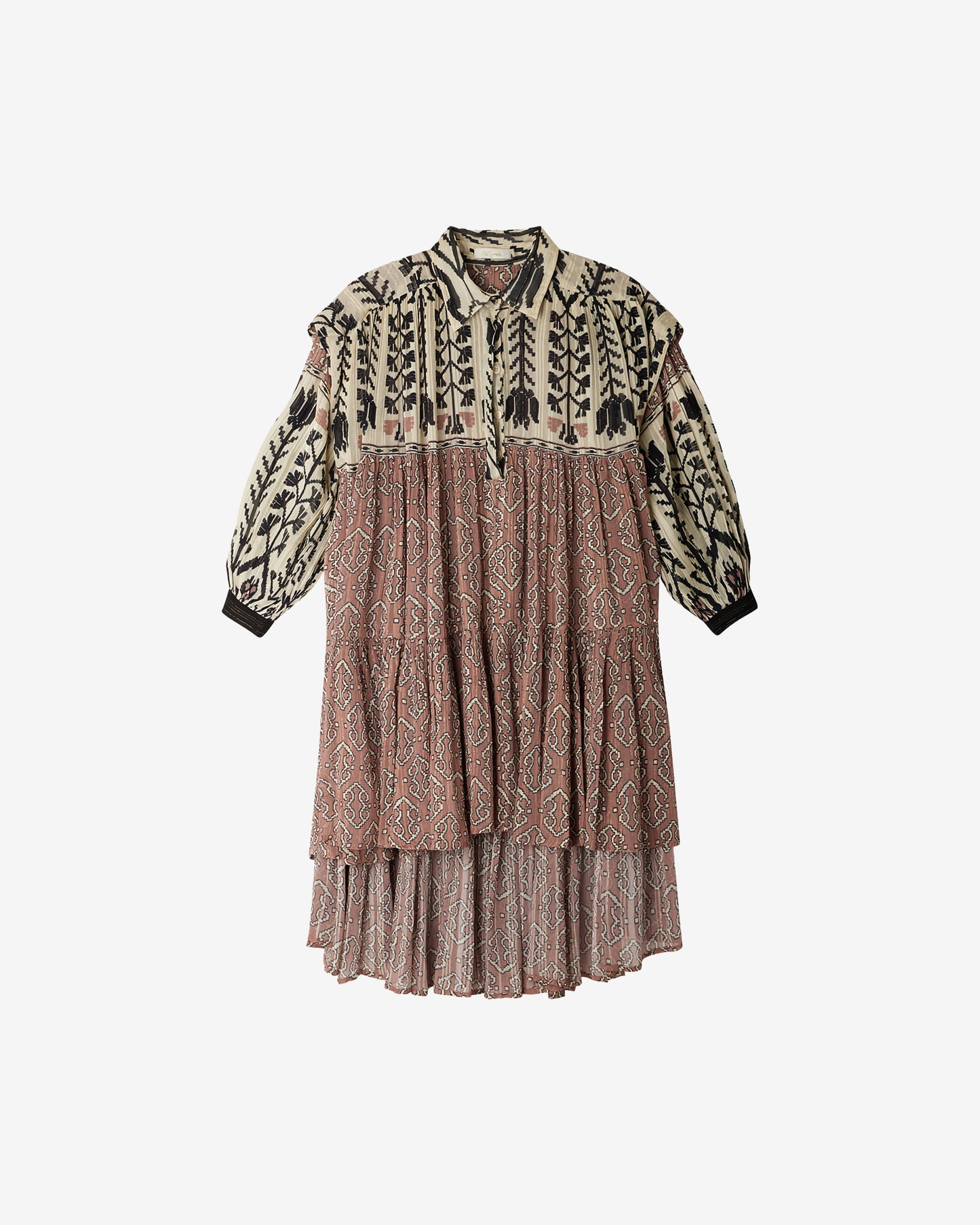 Robe Sand - Rose : Robe mi - longue imprimée en viscose crinckled rose Mes Demoiselles