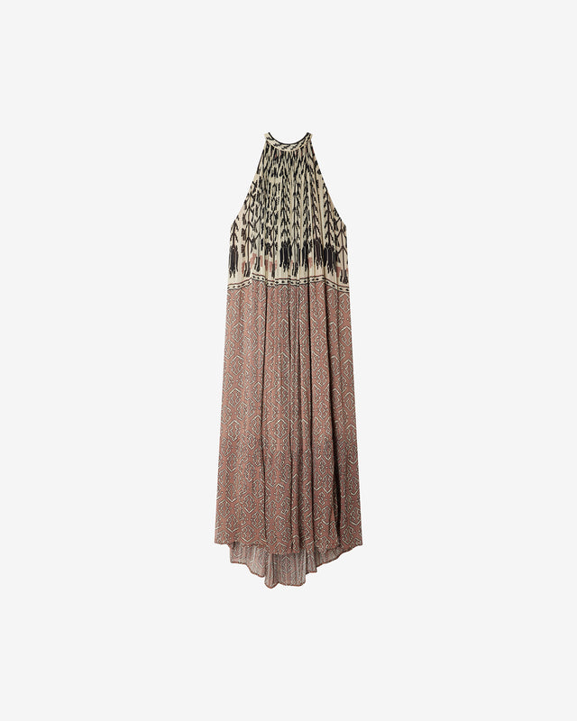 Robe Sulone - Rose : Robe longue en viscose chiffon crinckled rose Mes Demoiselles - Dernière image
