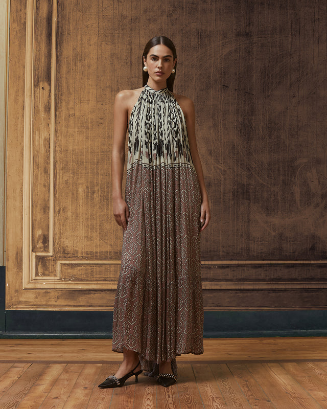 Robe longue en viscose chiffon crinckled rose - Robes Mes Demoiselles - Image 1