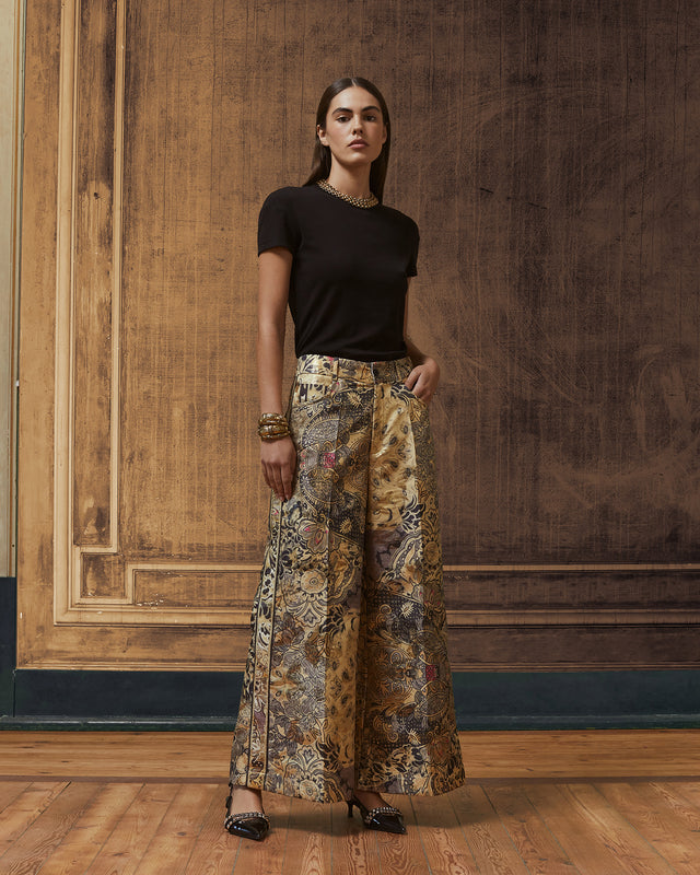 Pantalon en jacquard lurex imprimé - Pantalons & combinaisons Mes Demoiselles - Image 1