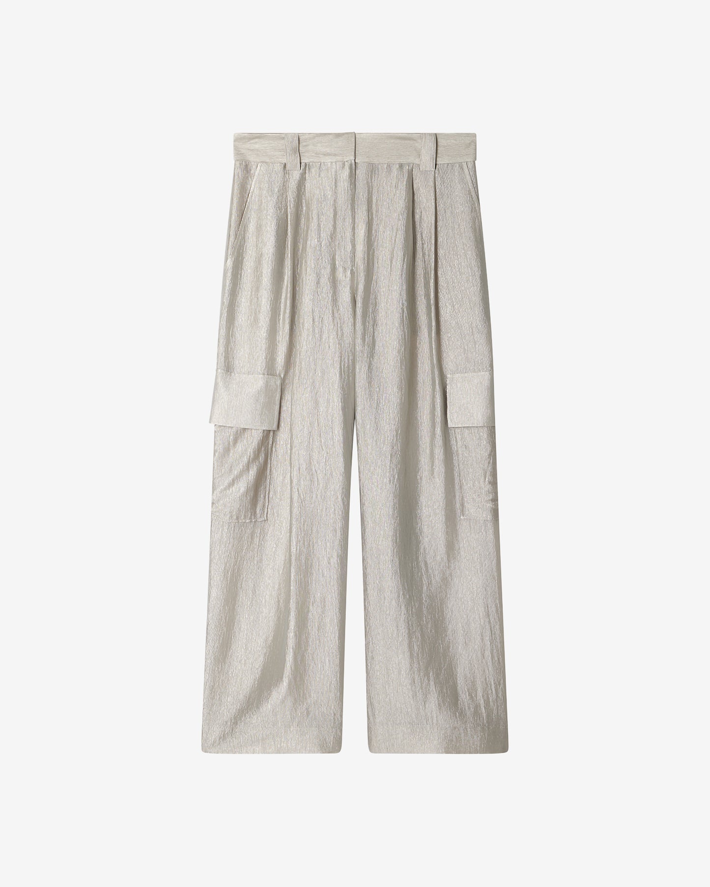 Pantalon Power - Argent : Pantalon esprit cargo en crinkled shiny argent Mes Demoiselles