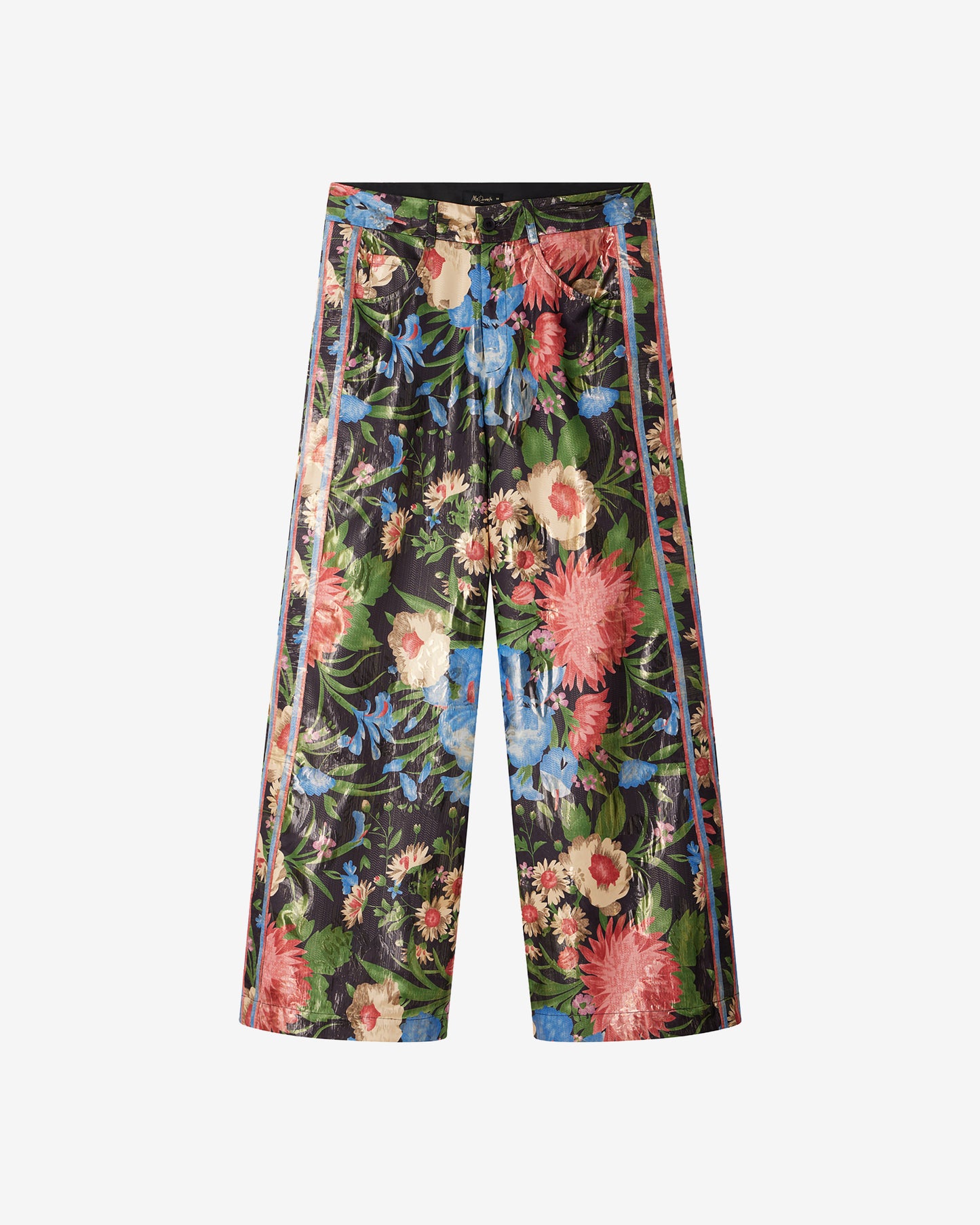 Pantalon Rosa - Noir : Pantalon large en jacquard lurex imprimé grandes fleurs Mes Demoiselles