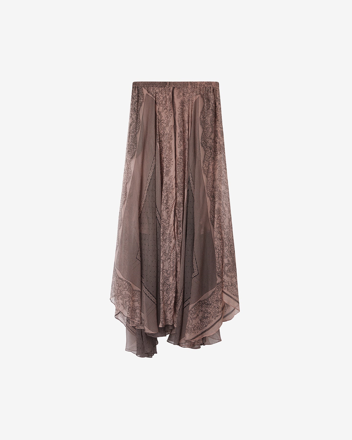 Jupe Wyla - Rose : Jupe longue en viscose imprimé dentelle rose Mes Demoiselles