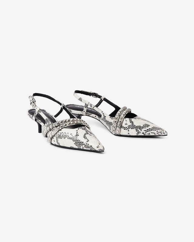Escarpins en cuir façon reptile avec brides argentées - Chaussures Mes Demoiselles - Image 3