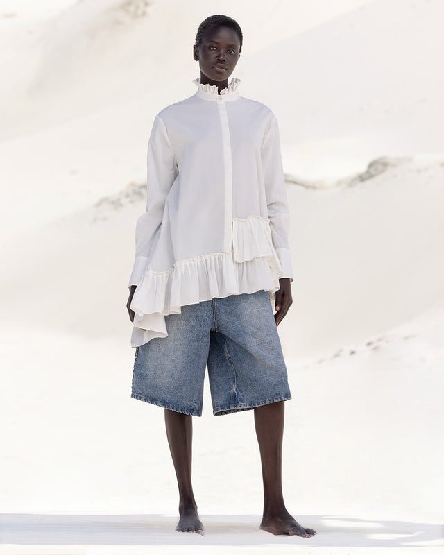 Chemise déstructurée en popeline de coton blanche - Chemises & tops Mes Demoiselles - Image 1