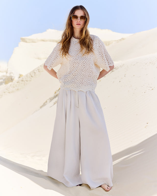Top teeshirt en broderie anglaise blanche - Chemises & tops Mes Demoiselles - Image 1