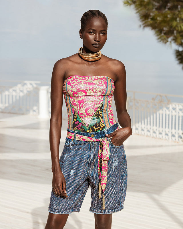 Bermuda avec micro strass bronze : Jupes & shorts Mes Demoiselles - Image 1