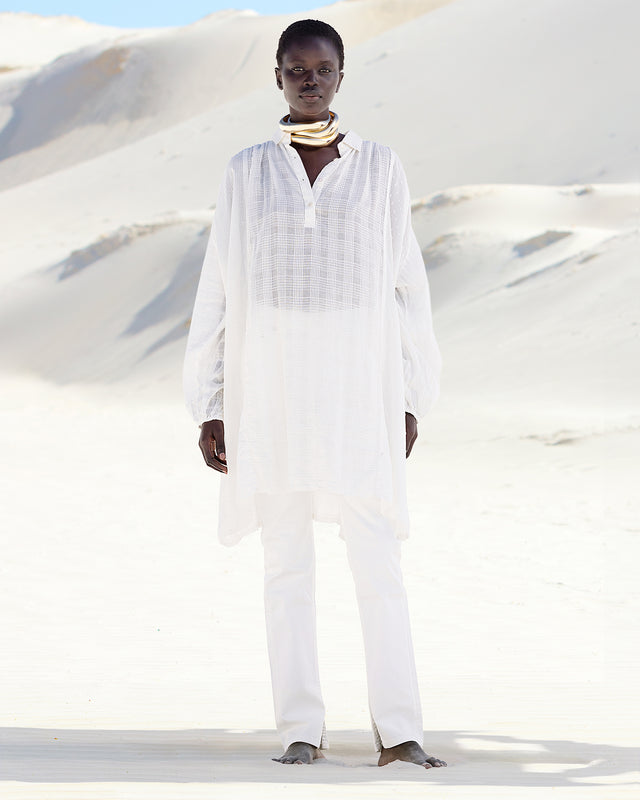 Maxi chemise blanche en coton tissé - Chemises & tops Mes Demoiselles - Image 1