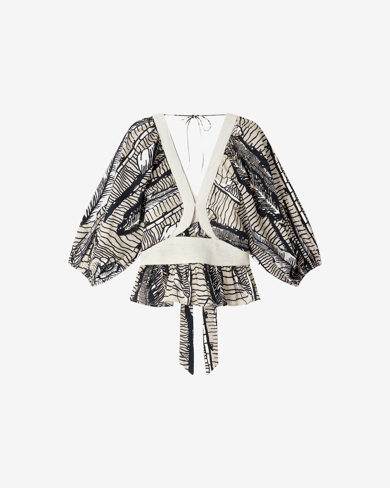 Blouse Dalma - Blanc : Top délicat en coton et fils dorés imprimé nature Mes Demoiselles - Image 6