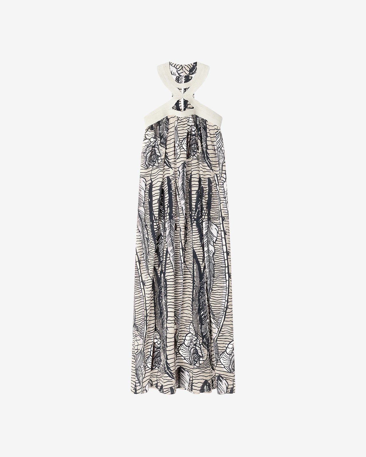 Robe Delina - Blanc : Robe longue en coton et fils dorés imprimés de la nature Mes Demoiselles - Image 7