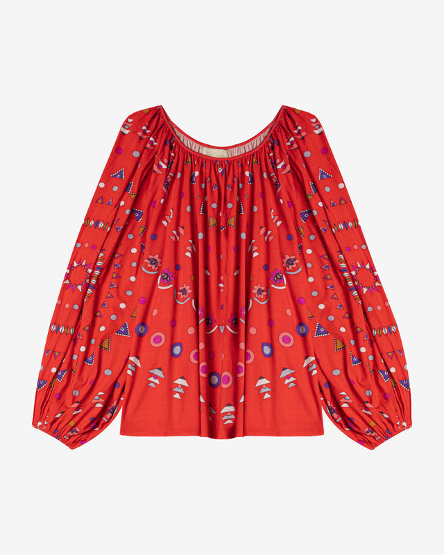 Cameo Blouse - Red - Image 1