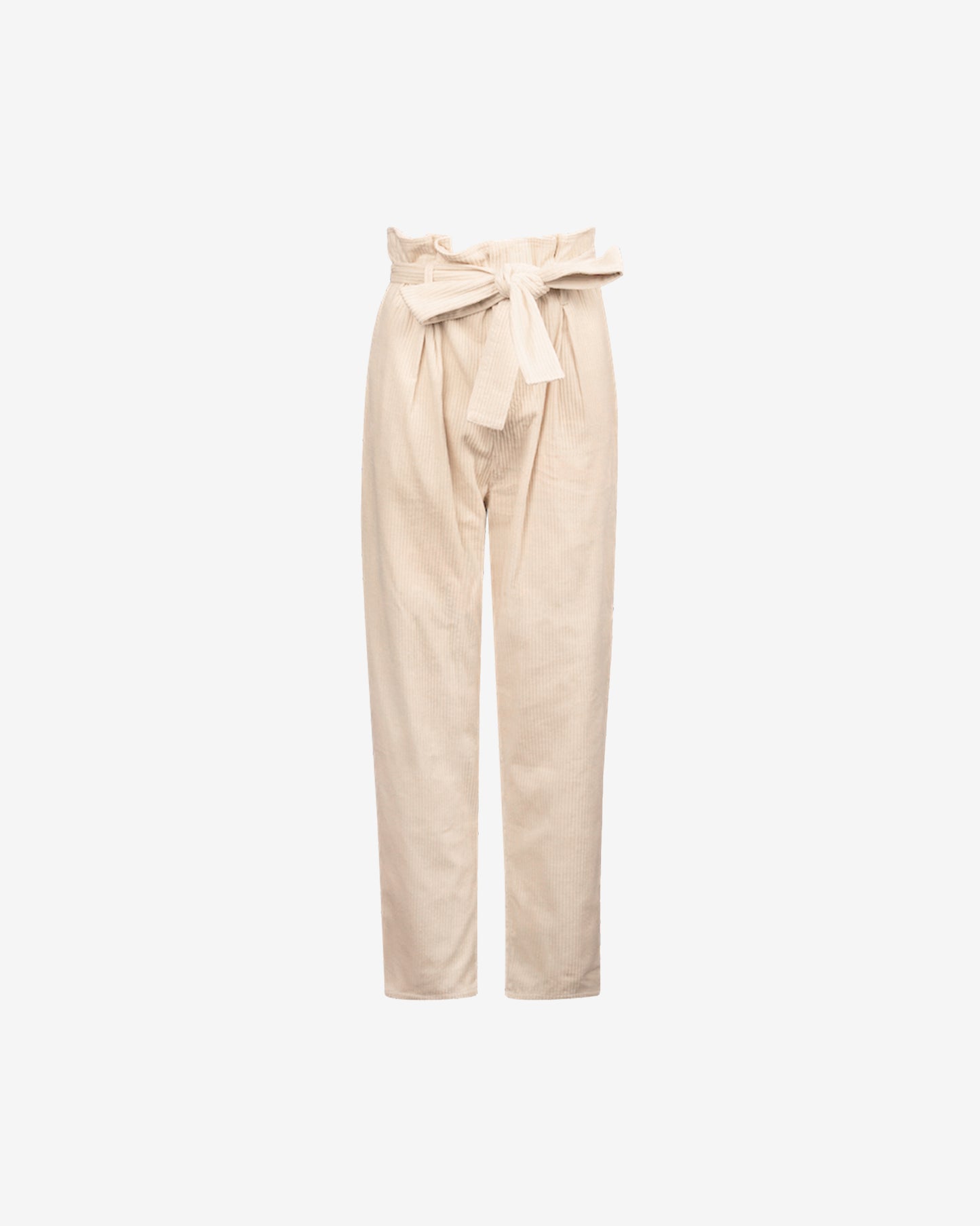 Pantalon velours côtelé écru, taille haute, coupe droite - Pantalons & combinaisons Mes Demoiselles