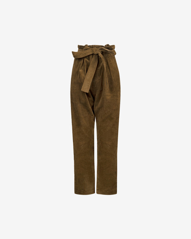 Pantalon Clayde - Kaki : Pantalon velours côtelé kaki, taille haute, jambes droites Mes Demoiselles - Dernière image