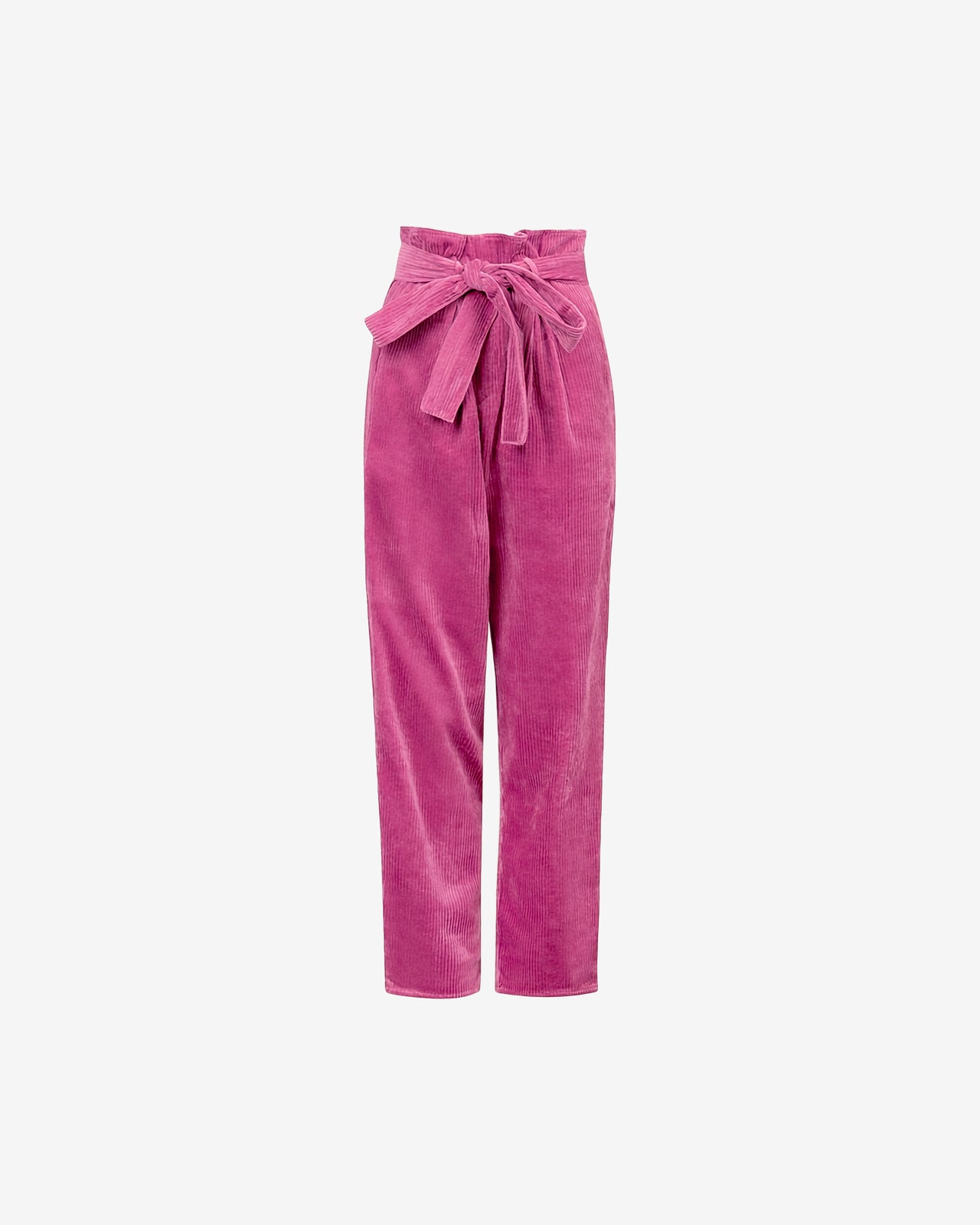 Pantalon velours côtelé rose, taille haute papier - sac, chic - Pantalons & combinaisons Mes Demoiselles - Image 1