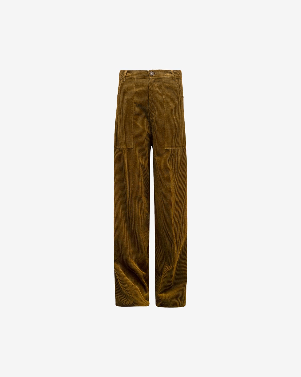 Pantalon velours côtelé kaki, coupe large, taille haute rétro - chic - Pantalons & combinaisons Mes Demoiselles - Image 1