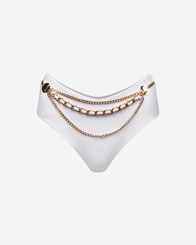 Maillot De Bain Bellina - Blanc : Culotte de bain blanche avec ceinture en chaîne Mes Demoiselles - Dernière image