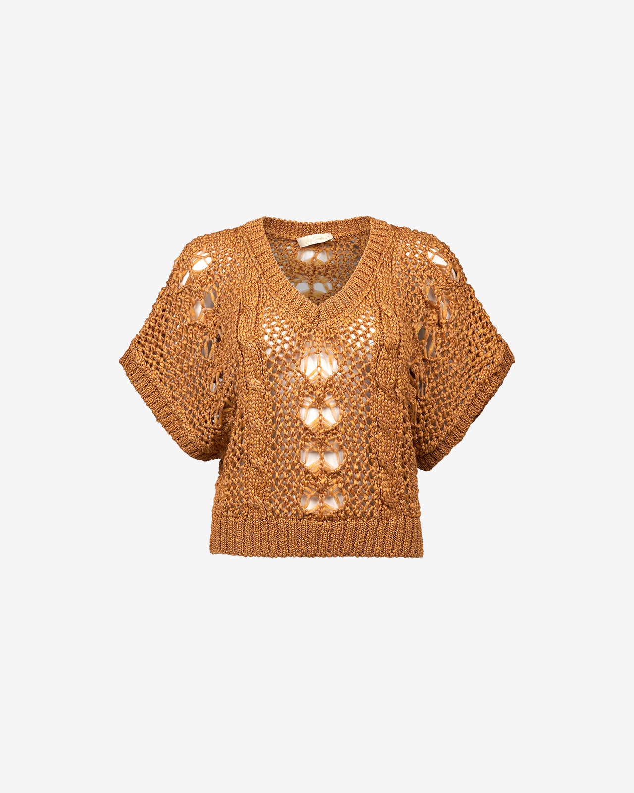 Pull Capria - Ocre : Tricot en tissage ajouré ocre Mes Demoiselles - Image 7