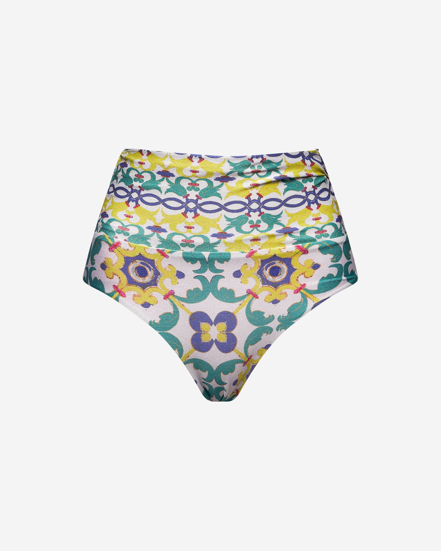 Maillot De Bain Cilento - Vert : Culotte de bain haute imprimée Mes Demoiselles