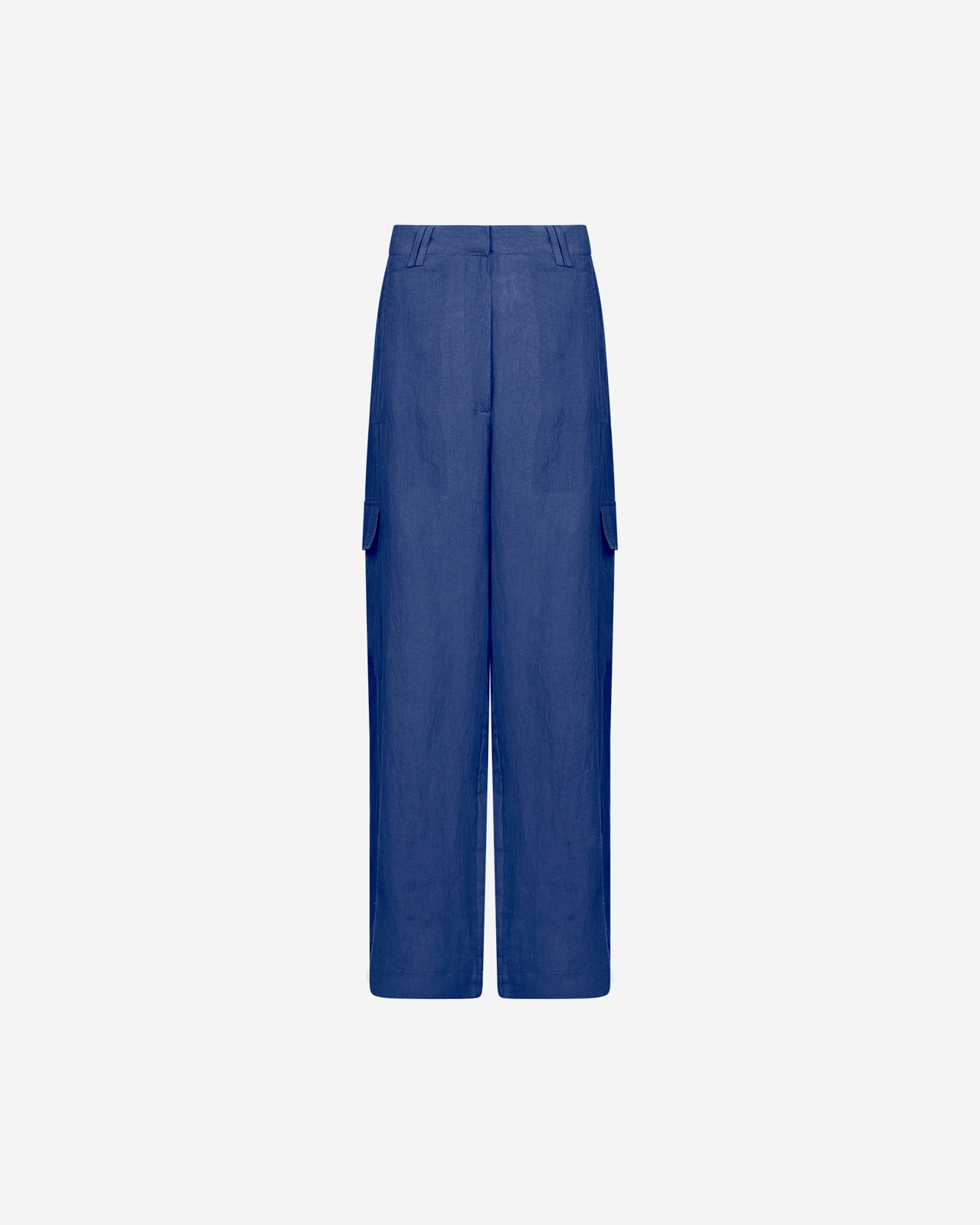 Pantalon Cyr - Bleu : Pantalon souple en toile de lin bleu klein Mes Demoiselles - Image 6