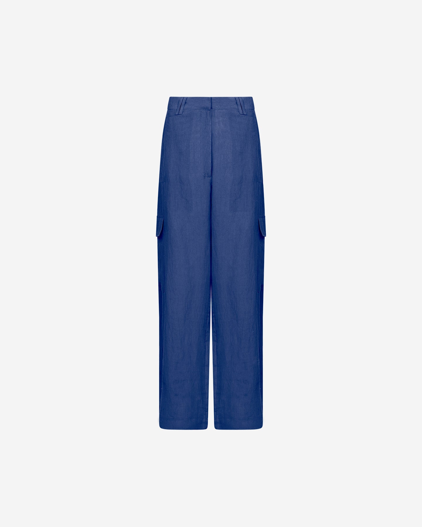 Pantalon Cyr - Bleu : Pantalon souple en toile de lin bleu klein Mes Demoiselles