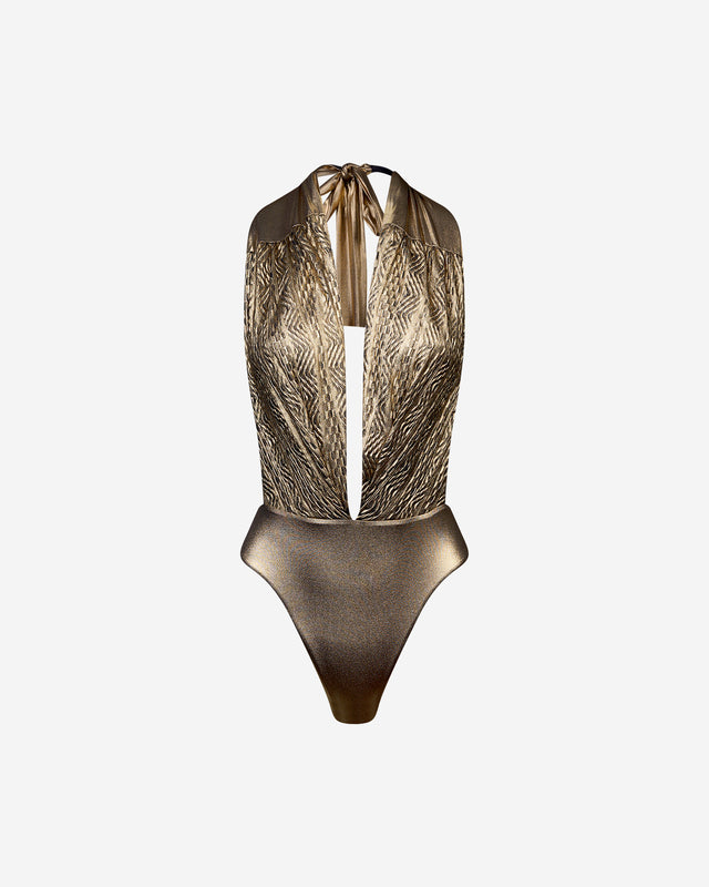 Maillot De Bain Elena - Bronze : Elégant maillot de bain une pièce une pièce bronze Mes Demoiselles - Dernière image