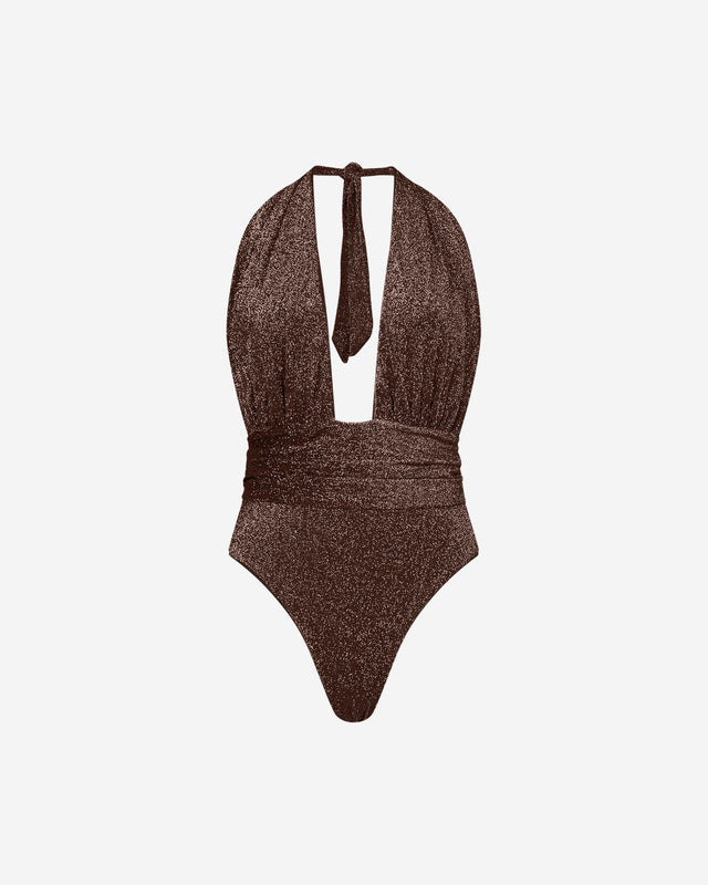 Maillot De Bain Frederique - Marron : Maillot de bain une pièce en lurex bronze Mes Demoiselles - Dernière image
