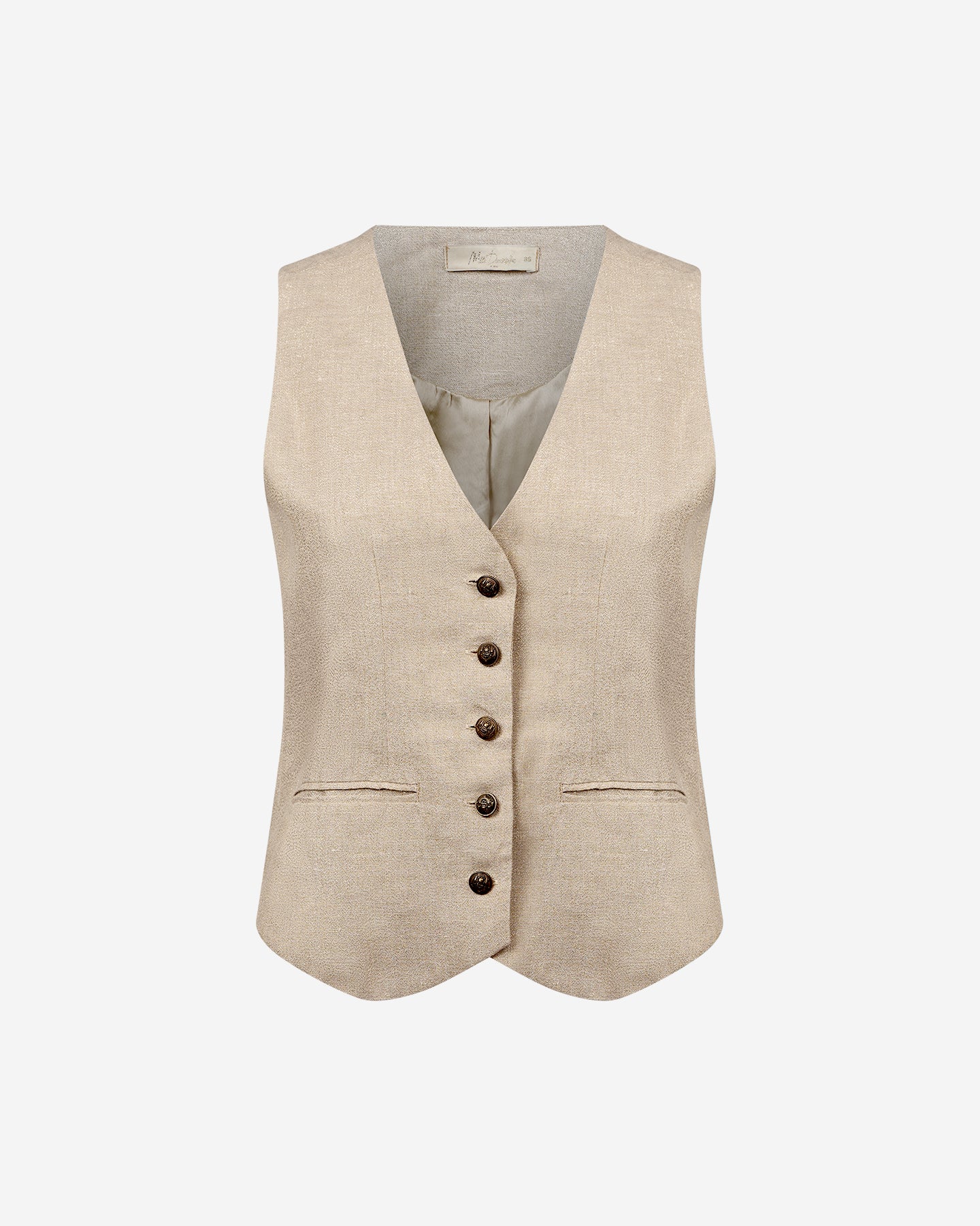 Veste Garbo - Beige : Gilet en lin tissé lurex doré Mes Demoiselles