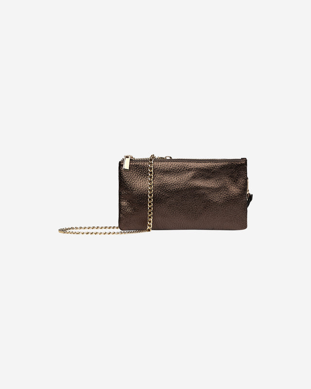 Sac Icaro - Bronze : Sac pochette en cuir martelé bronze Mes Demoiselles - Dernière image