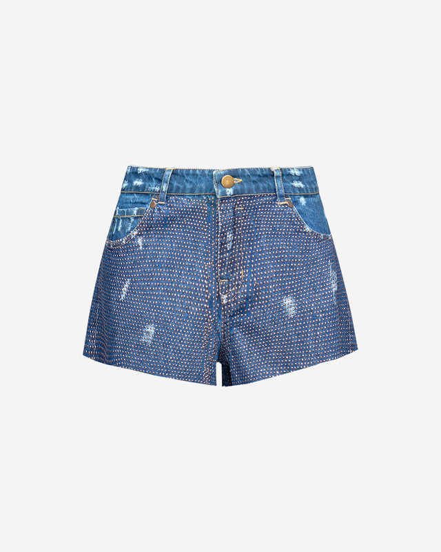 Short Jim - Bleu : Mini short en micro strass Mes Demoiselles - Dernière image