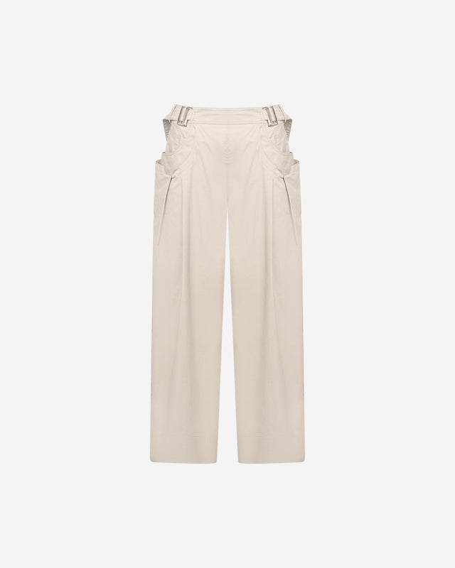 Pantalon Paline - Sable : Pantalon large en popeline craquante sable Mes Demoiselles - Dernière image