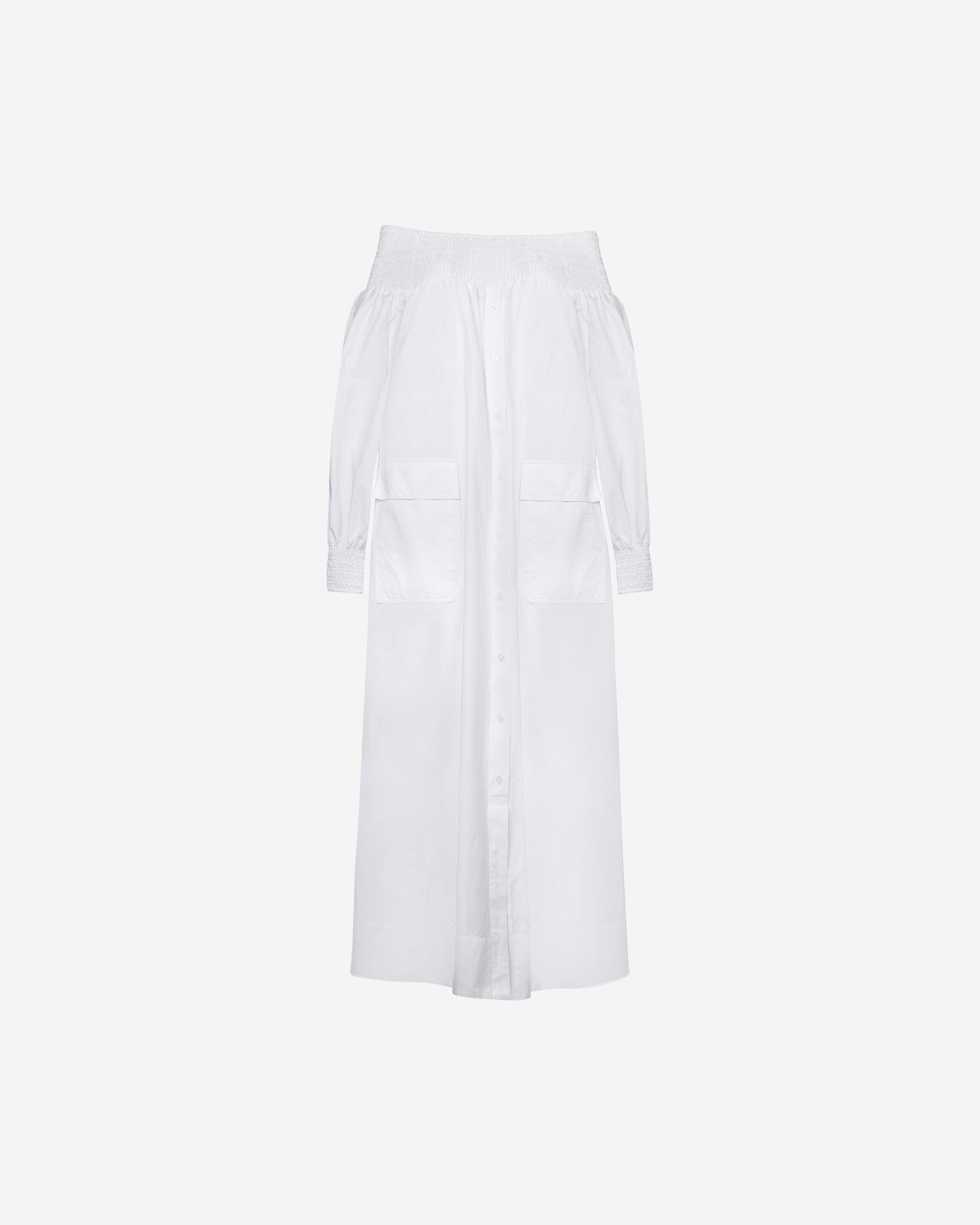 Robe Parimar - Blanc : Robe longue blanche en popeline de coton craquante Mes Demoiselles