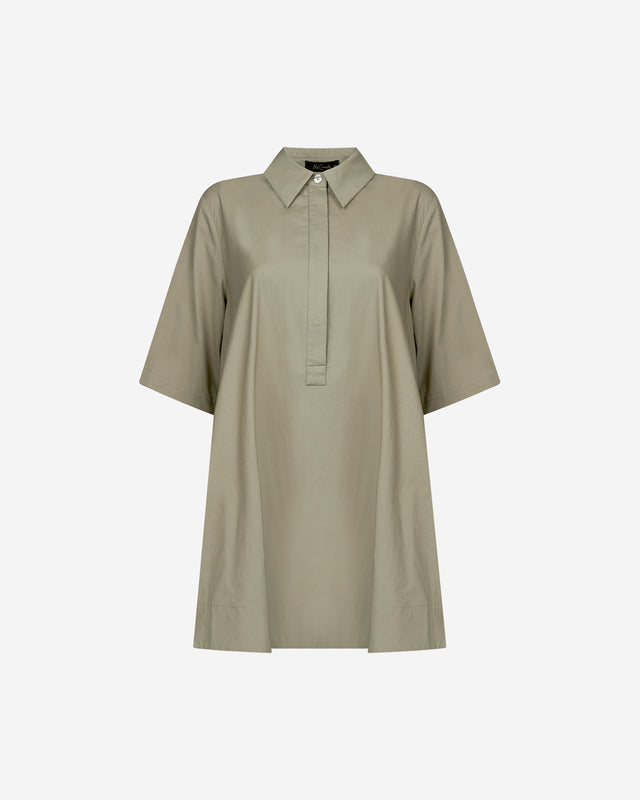 Robe Perle - Kaki : Robe courte kaki en gabardine de coton craquante Mes Demoiselles - Dernière image