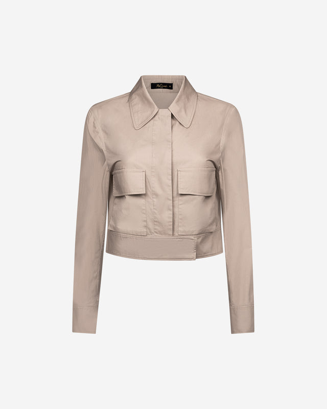 Veste Pinell - Sable : Blouson court sable en popeline de coton craquante Mes Demoiselles - Dernière image