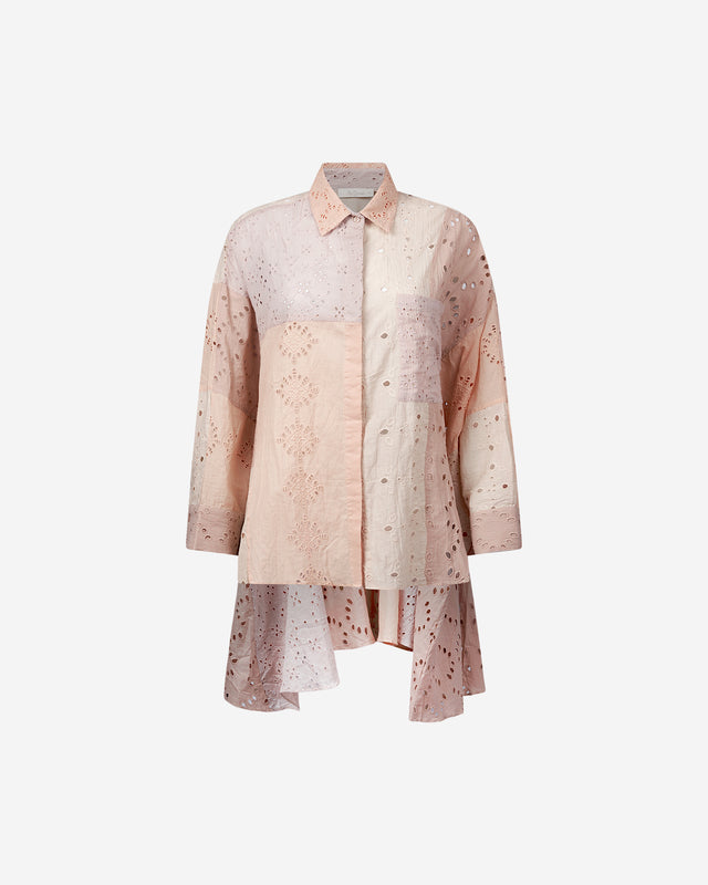 Blouse Pishirt - Peche : Blouse oversize en broderie anglaise Mes Demoiselles - Dernière image