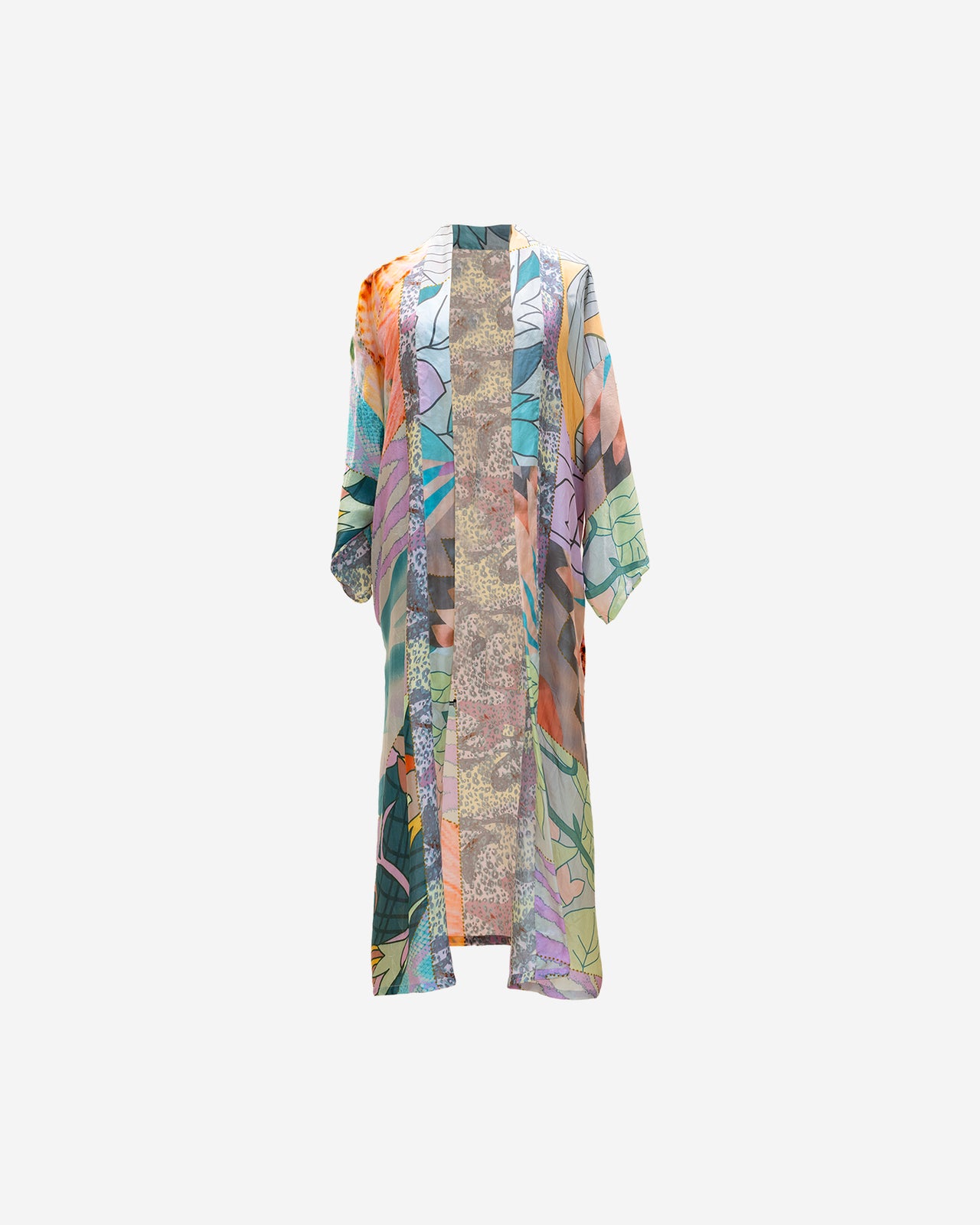 Kimono Shana - Lavande : Long kimono fleuri en soie Mes Demoiselles - Image 6