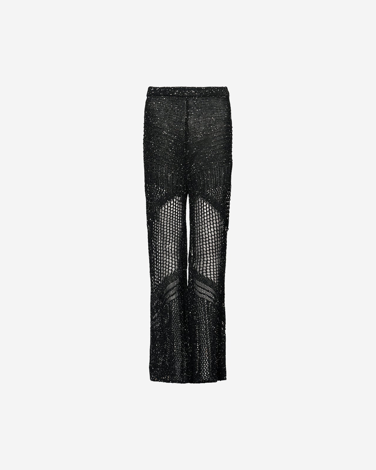 Pantalon Starlet - Noir : Long pantalon élégant en maille ajourées et pailletées noires Mes Demoiselles - Image 6