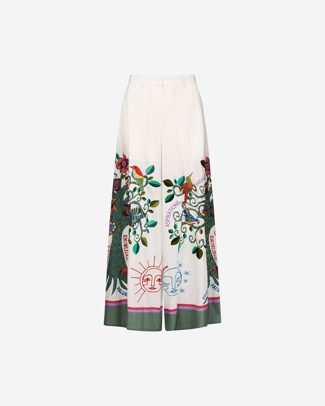 Pantalon Tophora - Vert : Pantalon large et long en popeline brodée Mes Demoiselles - Dernière image