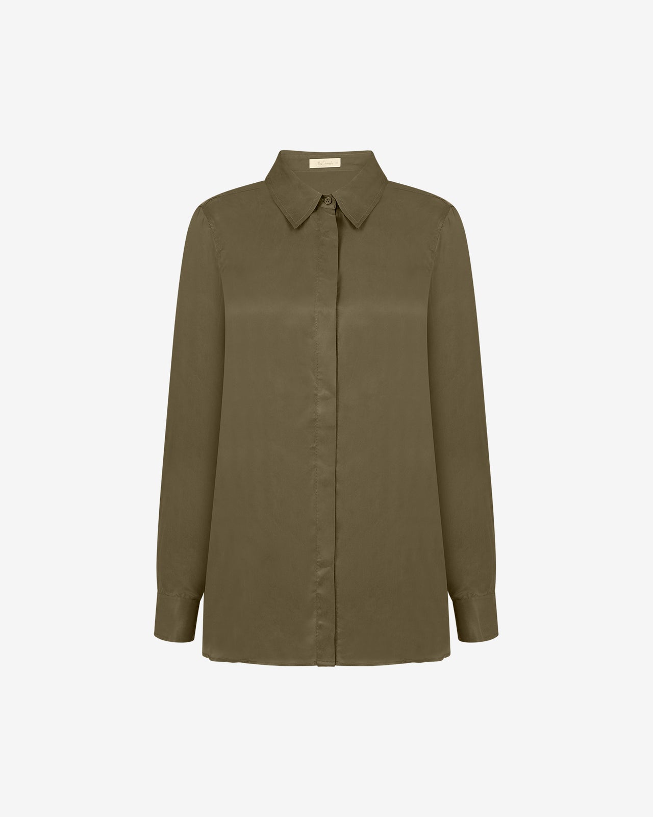 Chemise Marius - Kaki : Chemise turquoise en cupro avec décoleté au dos Mes Demoiselles - Image 6