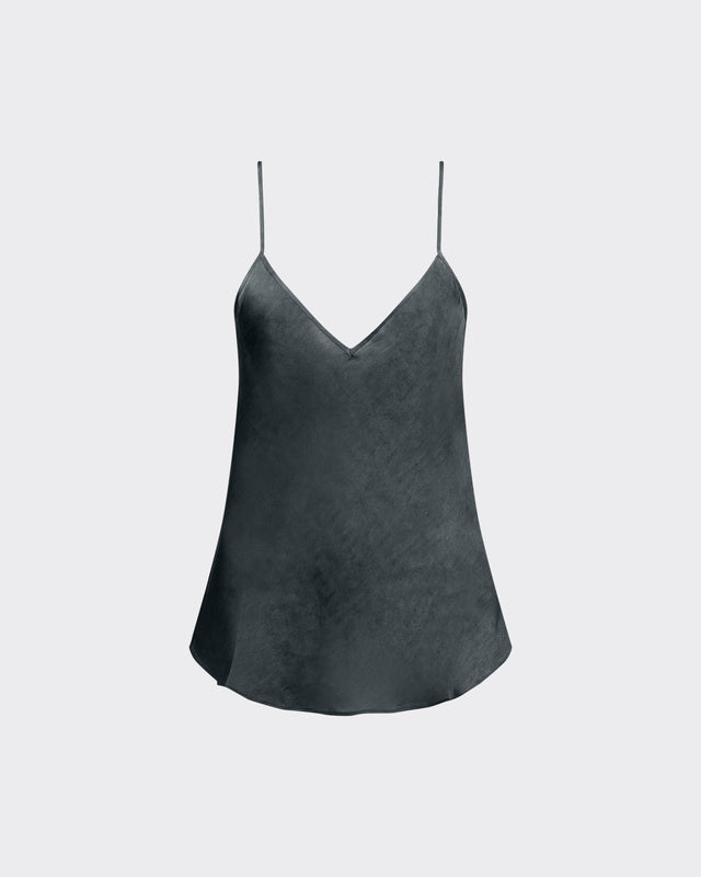 Top Opaline - Noir : Top à bretelles en soie olive Mes Demoiselles - Dernière image