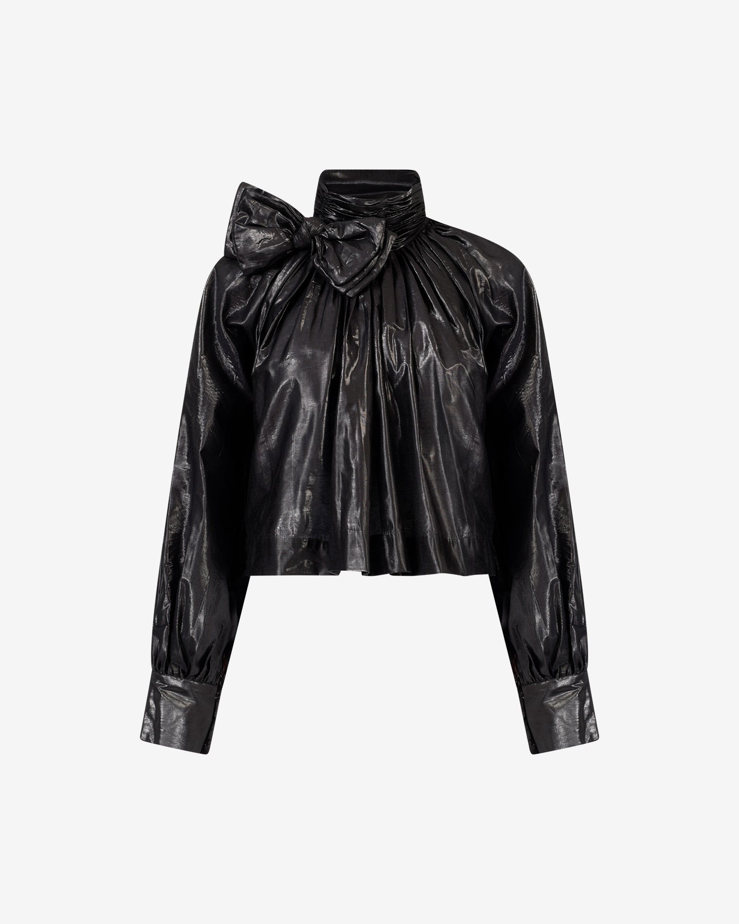 Blouse Virginie - Noir : Blouse courte en fil lurex tissé noir Mes Demoiselles