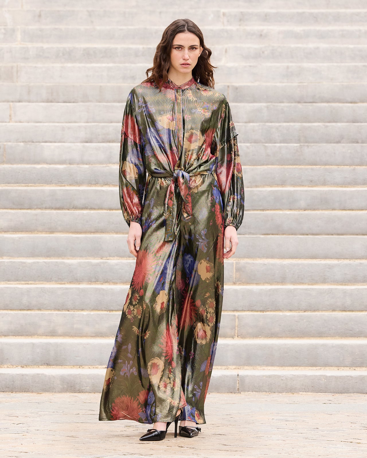 Chemise en voile lurex imprimé floral fondu - Chemises & tops Mes Demoiselles - Image 1