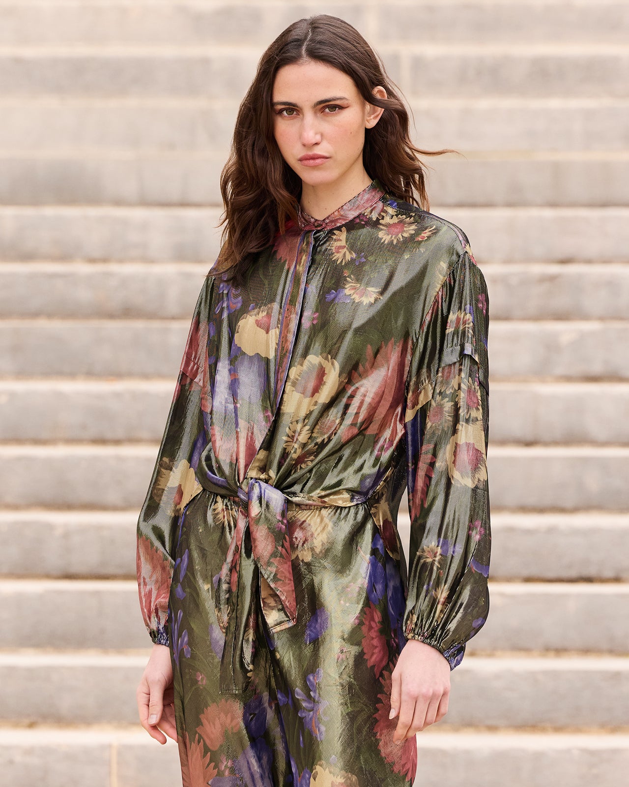 Chemise Bella - Vert : Chemise en voile lurex imprimé floral fondu Mes Demoiselles - Image 5