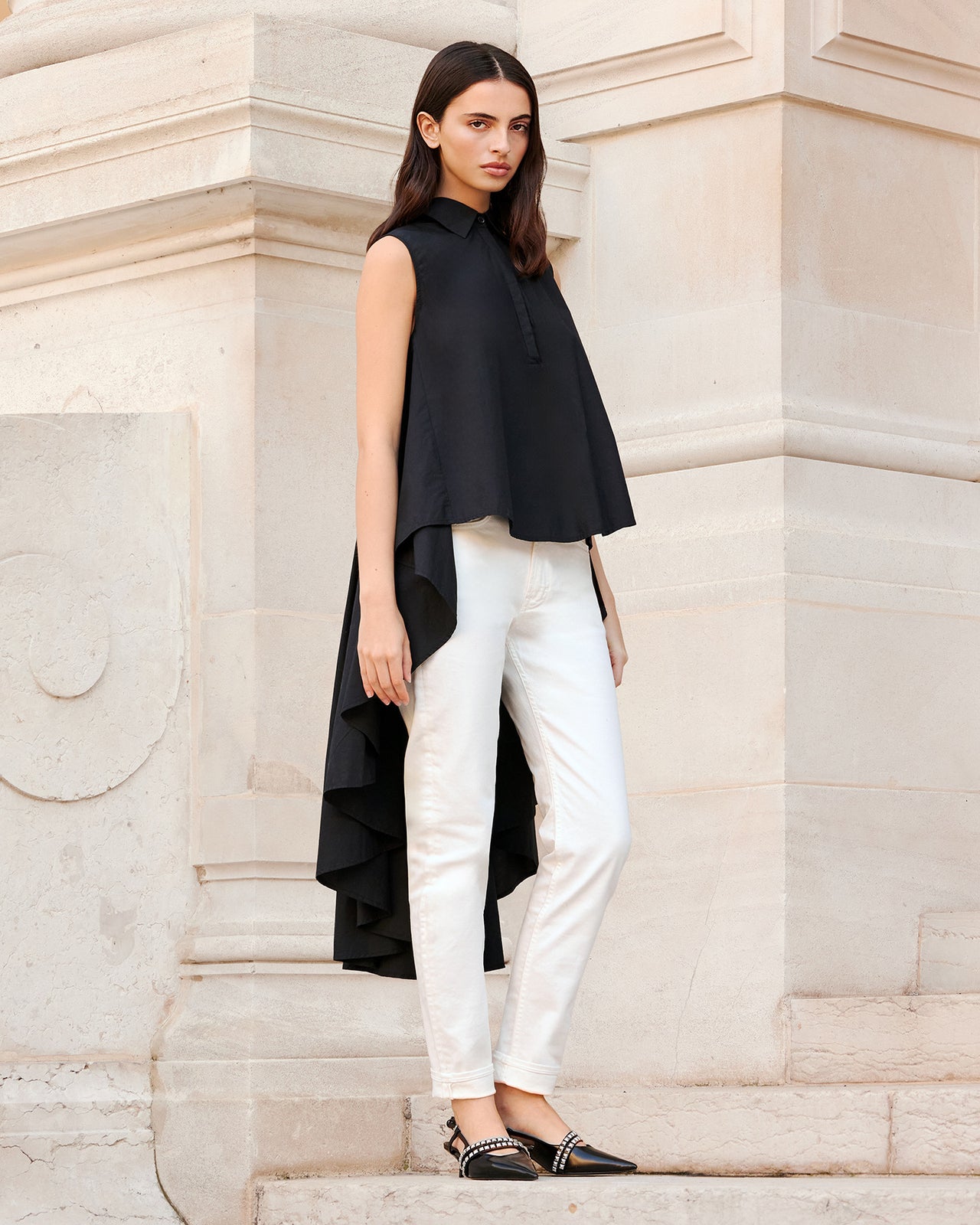 Chemise extraordinaire en popeline de coton noire - Chemises & tops Mes Demoiselles - Image 3