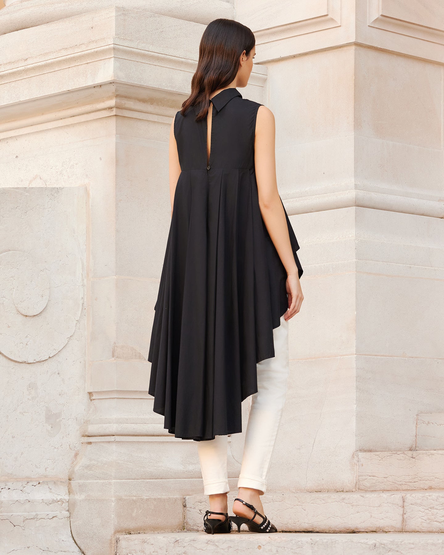 Top Coqui - Noir : Chemise extraordinaire en popeline de coton noire Mes Demoiselles