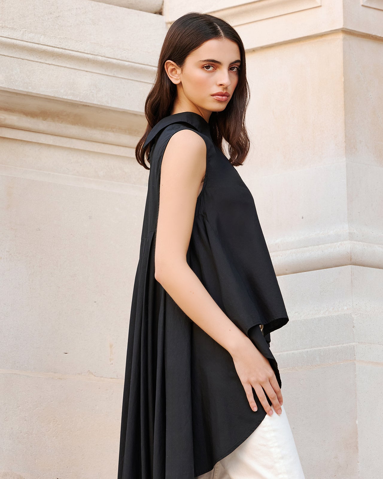 Top Coqui - Noir : Chemise extraordinaire en popeline de coton noire Mes Demoiselles - Image 5