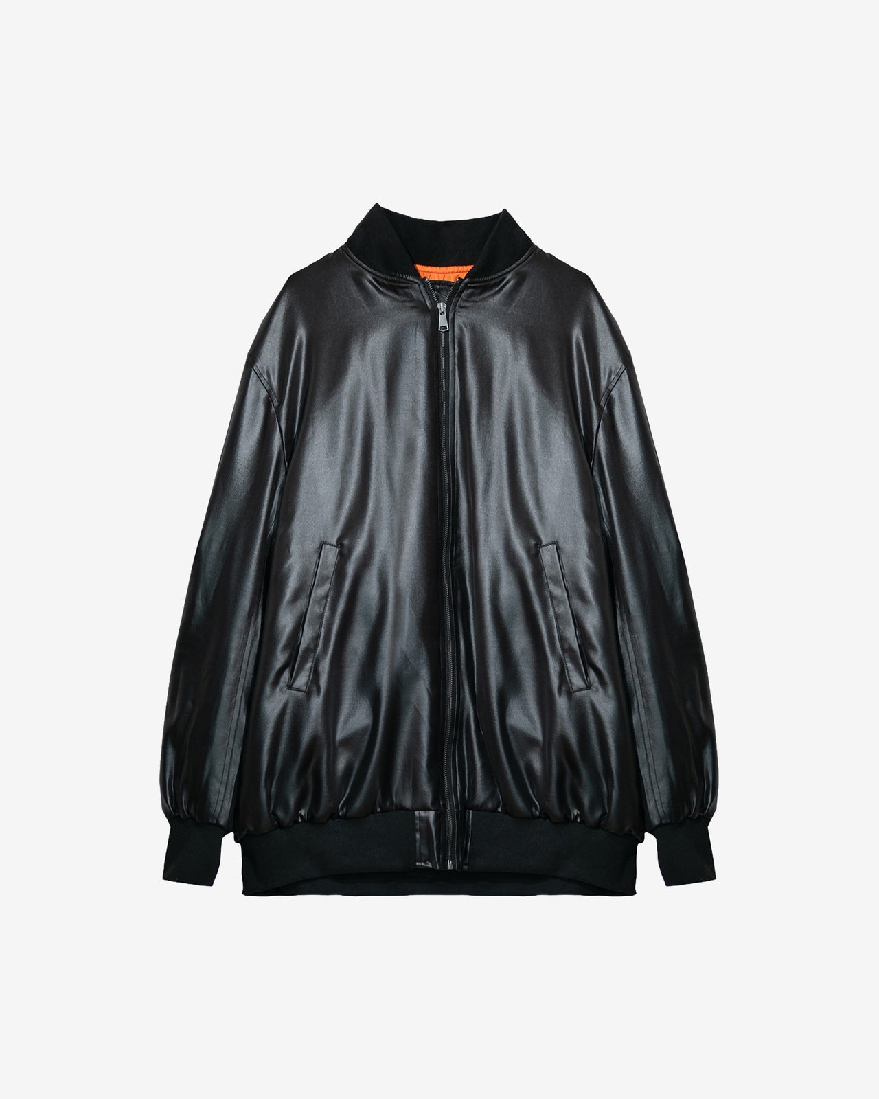 Veste Della - Noir : Bomber en satin noir shiny Mes Demoiselles - Image 10