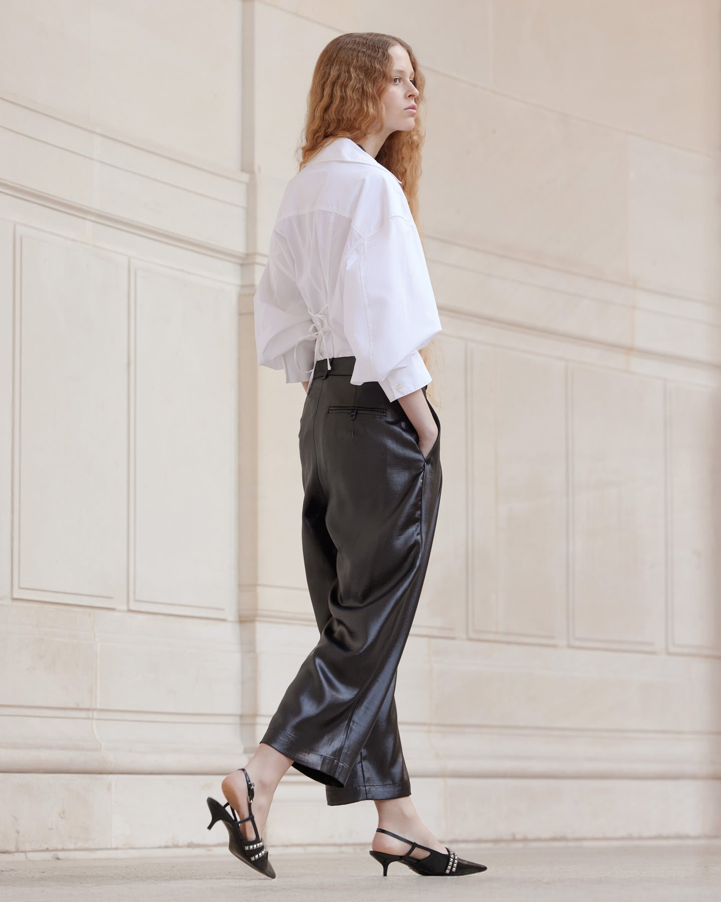 Pantalon noir en satin shiny - Pantalons & combinaisons Mes Demoiselles