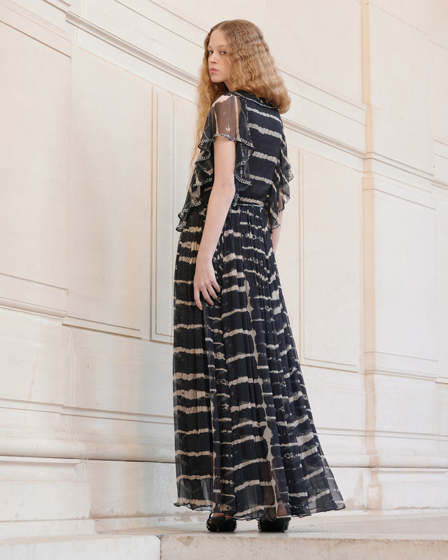Robe longue noire en mousseline de viscose - Robes Mes Demoiselles - Image 2