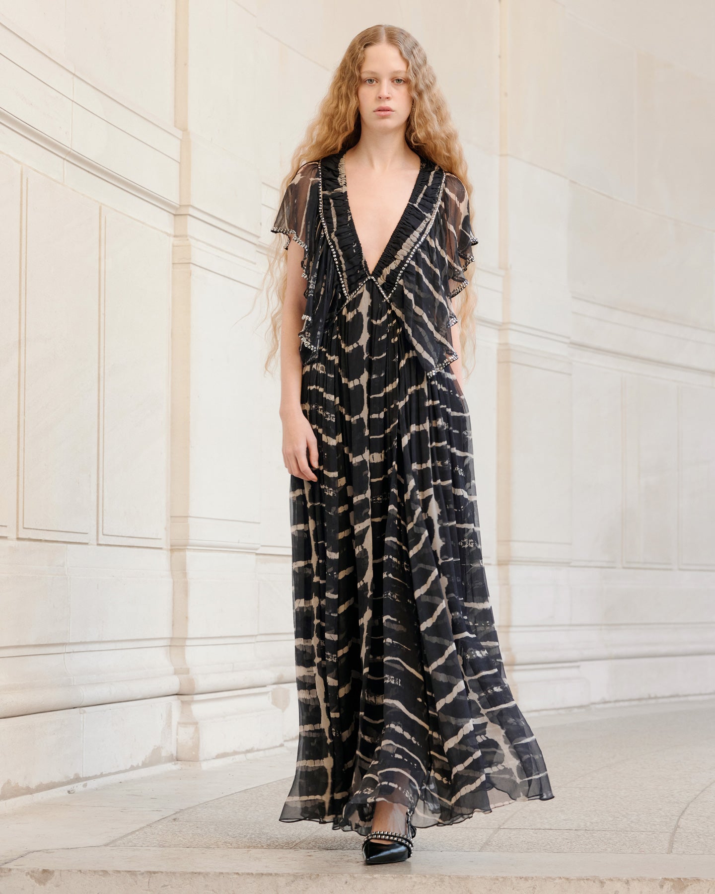 Robe Dopher - Noir : Robe longue noire en mousseline de viscose Mes Demoiselles