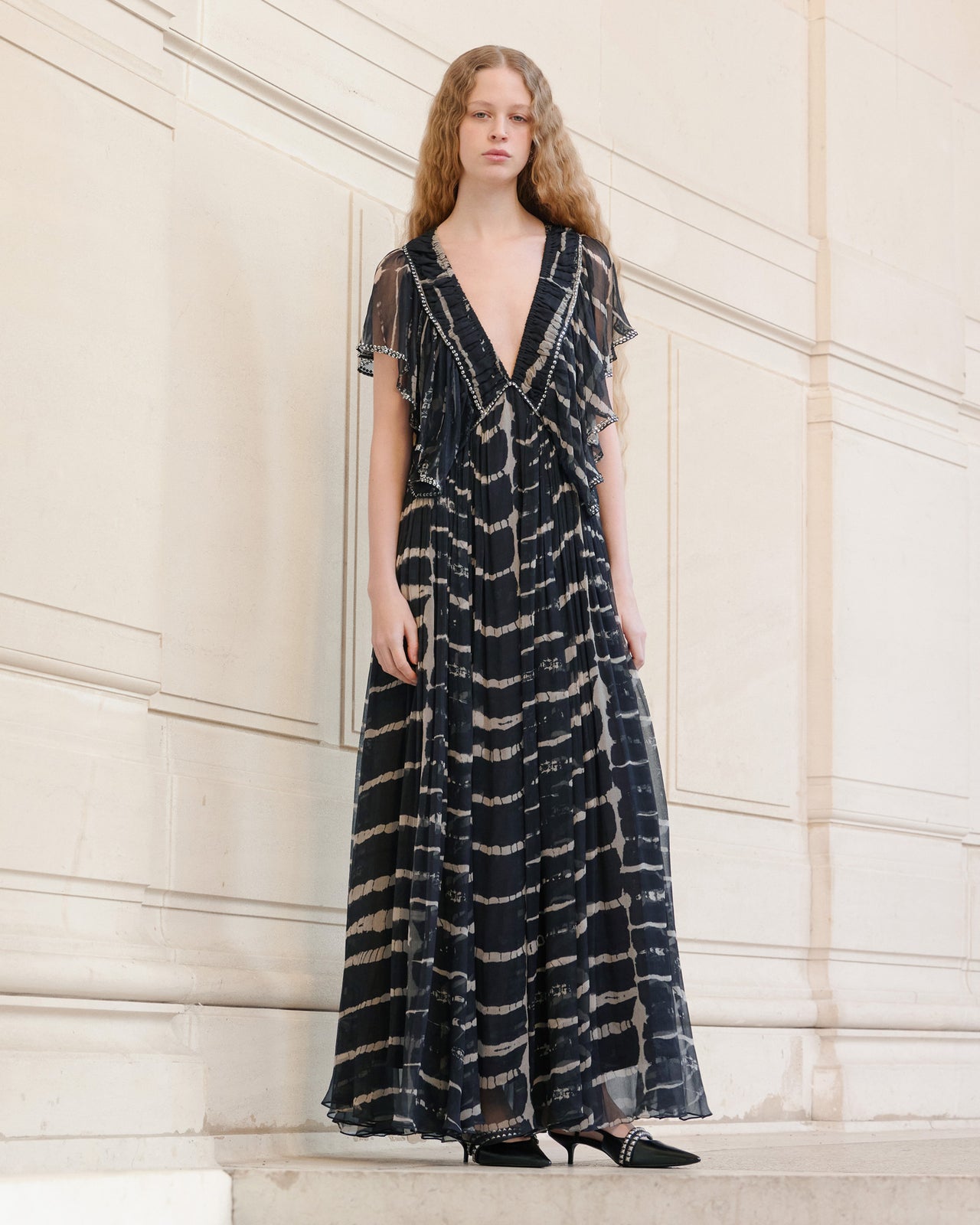 Robe longue noire en mousseline de viscose - Robes Mes Demoiselles - Image 1